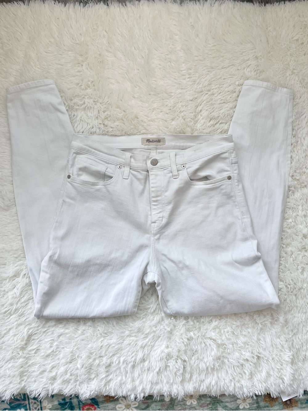 Madewell High Riser White Skinny Jeans 9 inch Inseam